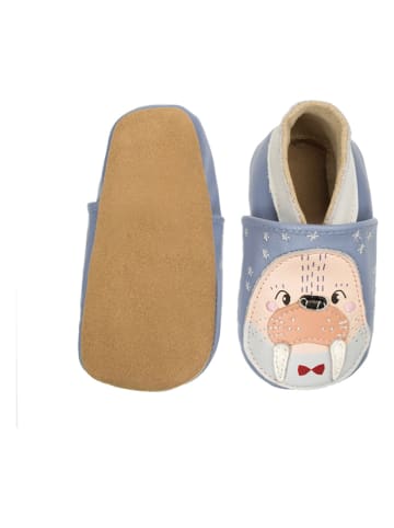 Lait et Miel Lammleder-Krabbelschuhe "Walrus" in Blau
