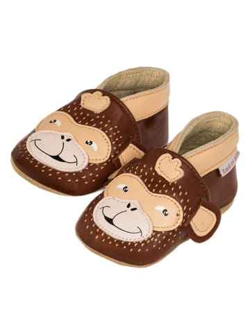 Lait et Miel Lammleder-Krabbelschuhe "Monkey" in Braun