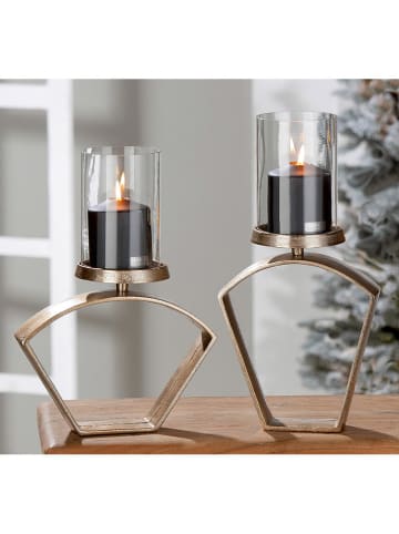 GILDE Windlicht "Nostro" in Champagner - (B)25,5 x (H)20 cm