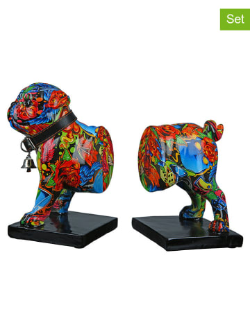 GILDE 2er-Set: Buchstützen "Street Art" in Bunt - (B)22,5 x (H)20 cm
