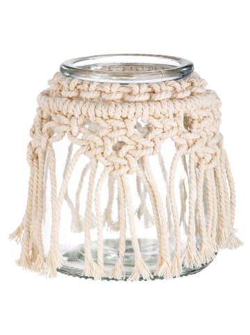 GILDE Windlicht "Makramee" in Beige - (B)12 x (H)13 cm