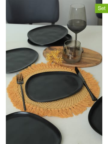 Hermia 6er-Set: Speiseteller in Schwarz