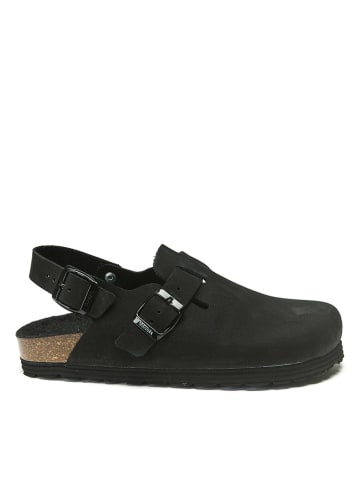 Mandel Leren clogs zwart