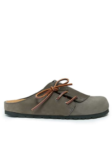 Mandel Leder-Clogs in Grau