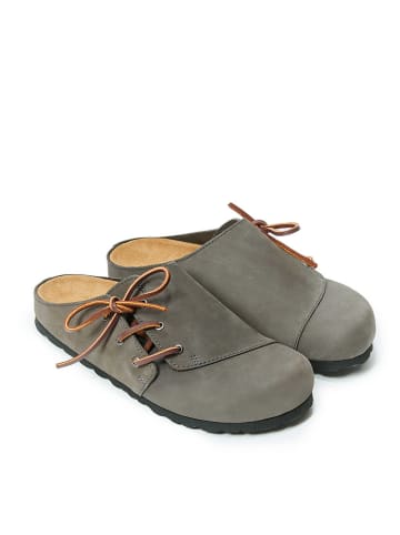 Mandel Leren clogs grijs