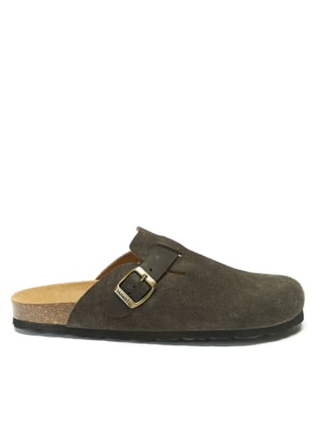 Mandel Leder-Clogs in Grau