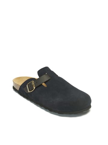 Mandel Leren clogs donkerblauw