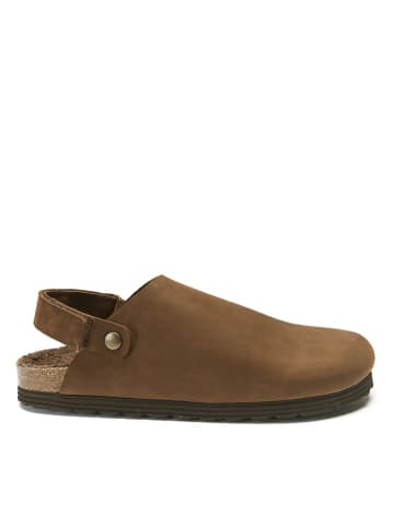 Mandel Leren clogs donkerbruin