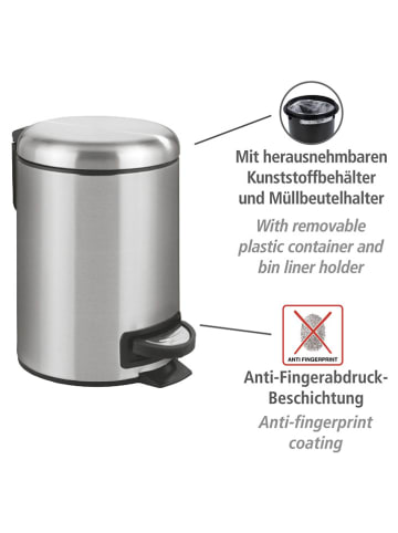 Wenko Pedaalemmer "Leman" zilverkleurig - 3 l