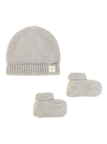 Carrément beau 2-delige set: muts en gebreide schoenen grijs