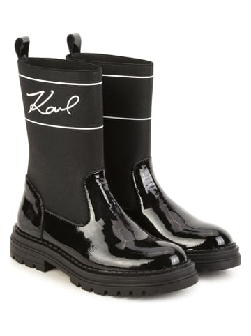 Karl Lagerfeld Kids Leder-Boots in Schwarz
