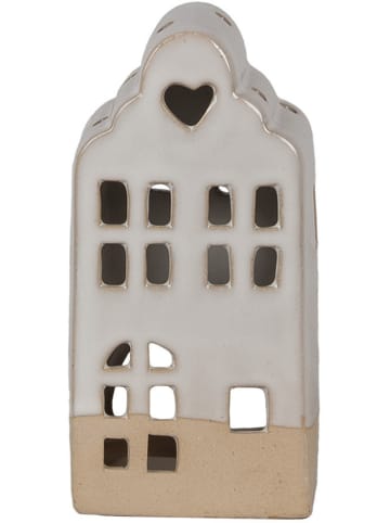 Clayre & Eef Świecznik w kolorze beżowo-kremowym - 7 x 14 x 6 cm
