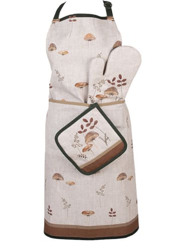 Clayre & Eef Schürze in Creme/ Braun - (L)85 x (B)70 cm