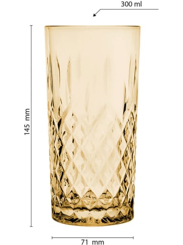 Clayre & Eef 6er-Set: Trinkgläser in Gelb - 280 ml