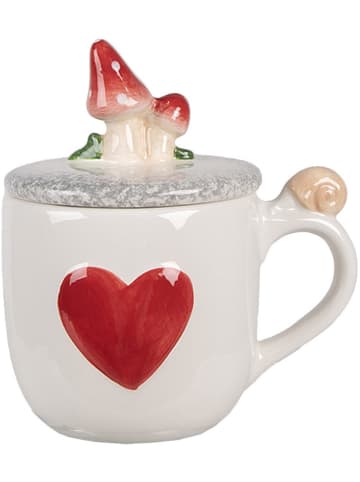 Clayre & Eef Kubek w kolorze biało-czerwonym - 400 ml