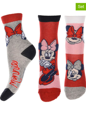 Disney Minnie Mouse Skarpety (3 pary) "Minnie" w kolorze czerwonym