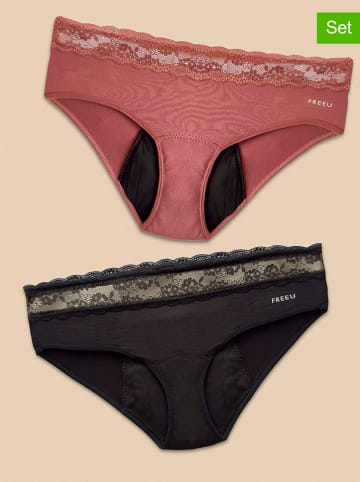 FreeU 2er-Set: Periodenpantys in Pink/ Schwarz