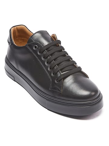 British Passport Leder-Sneakers in Schwarz