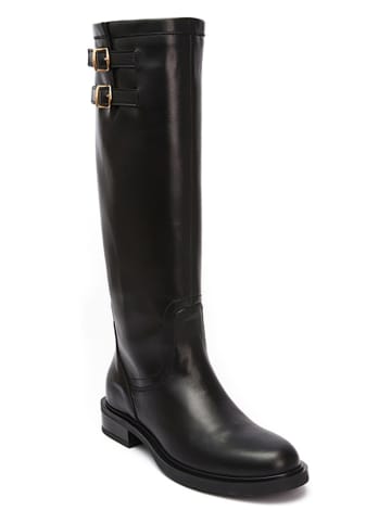 British Passport Leder-Stiefel in Schwarz