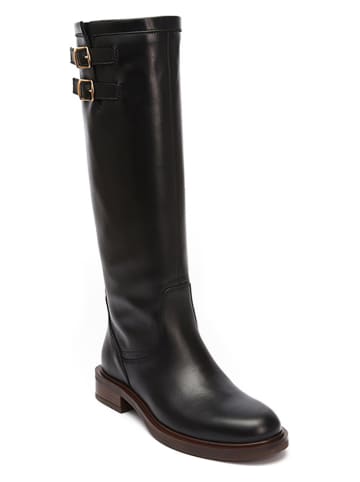 British Passport Leder-Stiefel in Schwarz