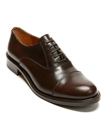 British Passport Leder-Schnürschuhe in Braun