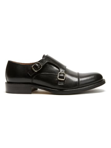 British Passport Leder-Monkstraps in Schwarz