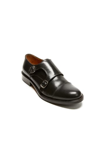 British Passport Leren monkstraps zwart