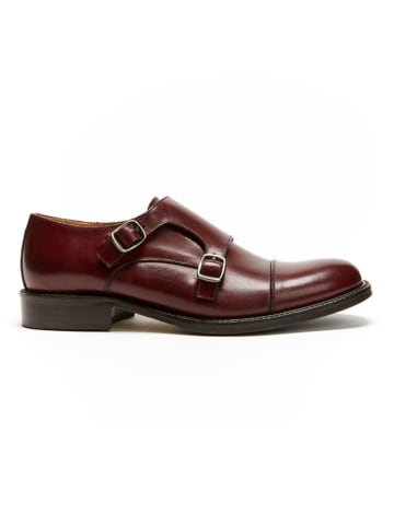 British Passport Leren monkstraps bordeaux