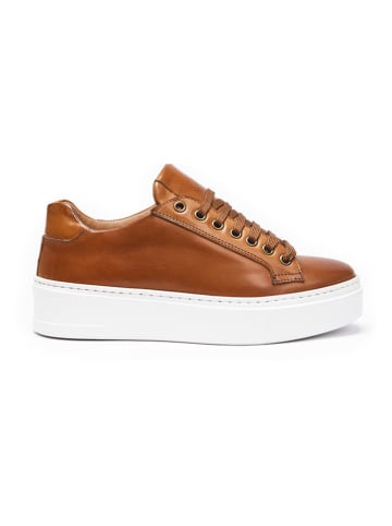 British Passport Leren sneakers lichtbruin