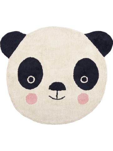The Wild Hug Baumwoll-Teppich "Panda" in Weiß/ Dunkelblau - (L)100 x (B)85 cm