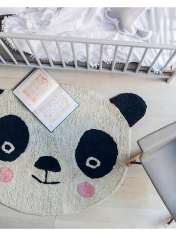 The Wild Hug Baumwoll-Teppich "Panda" in Weiß/ Dunkelblau - (L)100 x (B)85 cm