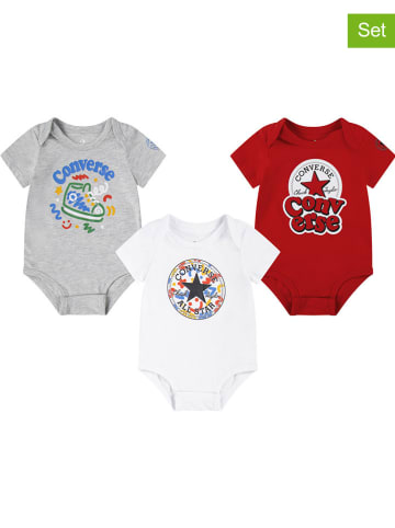 Converse 3er-Set: Bodys in Grau/ Weiß/ Rot