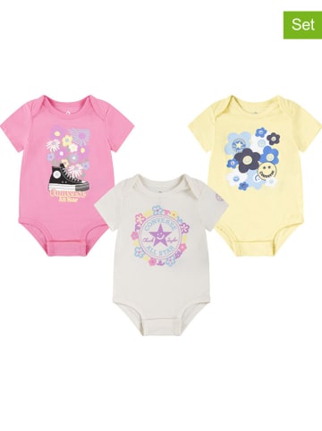 Converse 3er-Set: Bodys in Rosa/ Creme/ Gelb