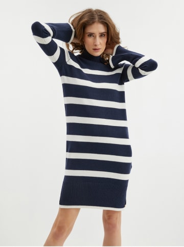 orsay Strickkleid in Dunkelblau/ Weiß