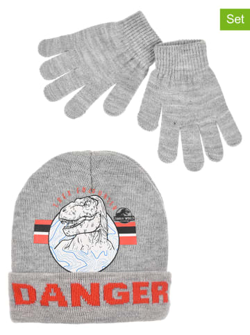 Jurassic World 2tlg. Winteraccessoires-Set "Jurassic World" in Hellgrau