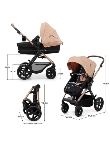 Kinderkraft Wózek kombi 3w1 "MOOV 2 Mink Pro" w kolorze czarno-beżowym