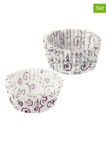 Zenker 2-delige set: papieren bakvormpjes wit/paars - 2x 50 stuks