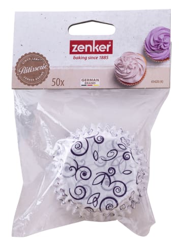 Zenker 2-delige set: papieren bakvormpjes wit/paars - 2x 50 stuks