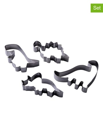 Zenker Foremki (4 szt.) "Dinozaury" w kolorze srebrnym do ciastek - dł. 8 cm