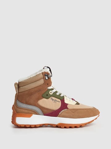 Pepe Jeans FOOTWEAR Leder-Boots "Lucky Treck" in Hellbraun/ Beige