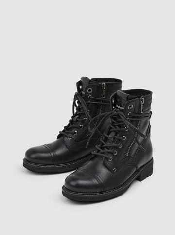 Pepe Jeans FOOTWEAR Leren boots "Melting Combat" zwart