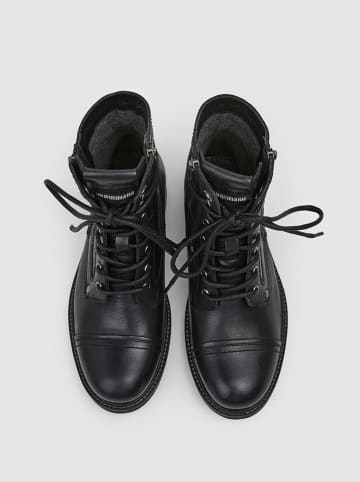 Pepe Jeans FOOTWEAR Leren boots "Melting Combat" zwart