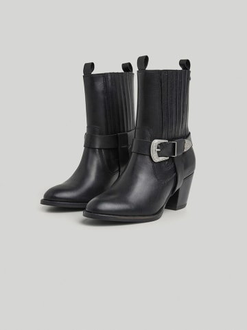 Pepe Jeans FOOTWEAR Skórzane botki "Luna Rock" w kolorze czarnym