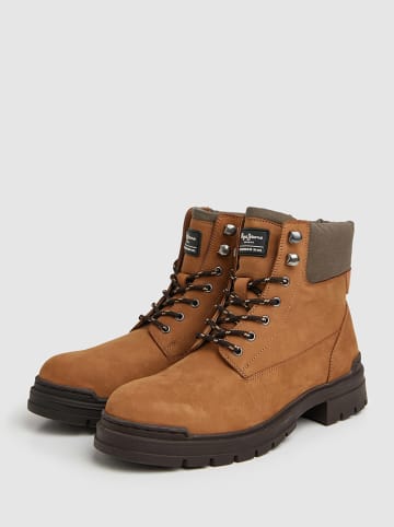 Pepe Jeans FOOTWEAR Leren boots "Harry" lichtbruin