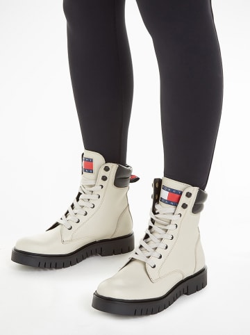 Tommy Hilfiger Shoes Leder-Boots in Creme/ Schwarz