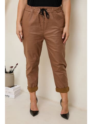 Curvy Lady Kunstleren broek lichtbruin