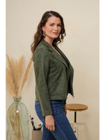 Curvy Lady Kunstlederjacke in Khaki