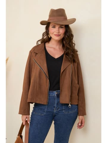 Curvy Lady Kurtka w kolorze brązowym ze skóry syntetycznej