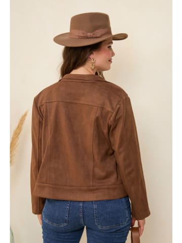 Curvy Lady Kunstlederjacke in Braun