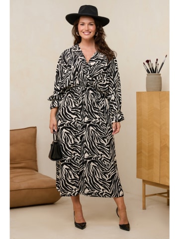 Curvy Lady Sukienka w kolorze czarno-kremowym